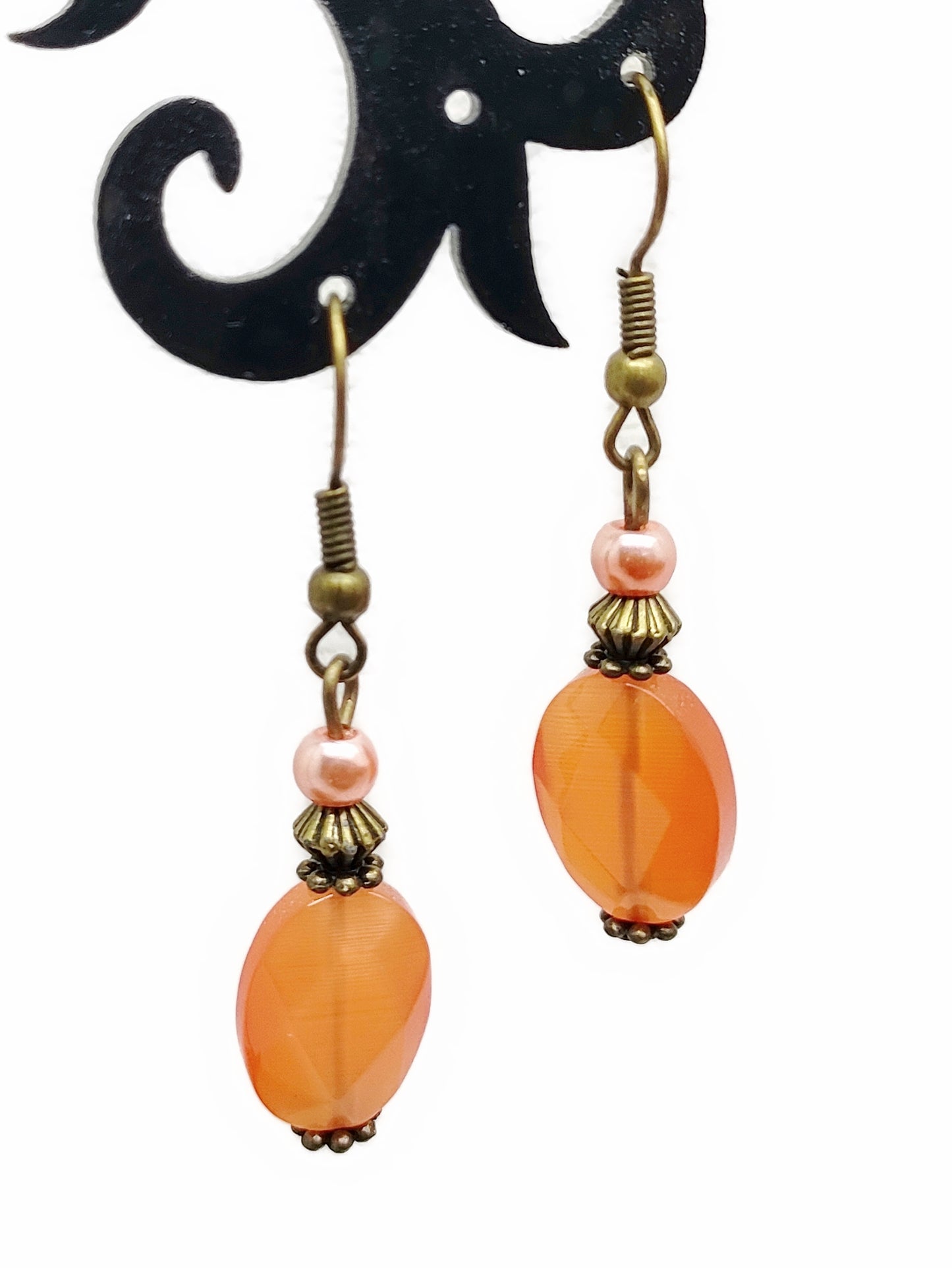 Boucles perles oranges